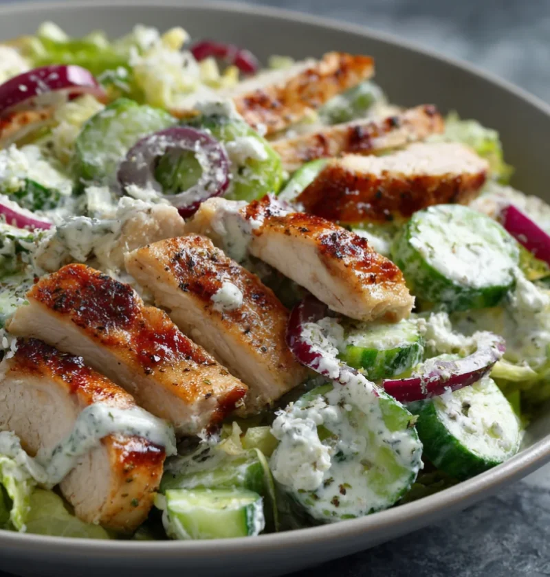 High-Protein Chicken Caesar Cucumber Salad Recipe