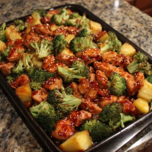 High-Protein Teriyaki Sheet Pan Pineapple Chicken And Broccoli