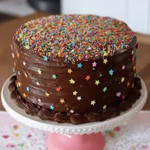 Easy Homemade Chocolate Sprinkle Cake with Chocolate Buttercream