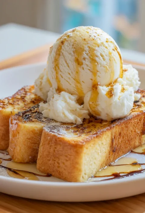 Honey Toast With Vanilla Ice Cream