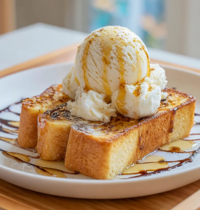 Honey Toast With Vanilla Ice Cream