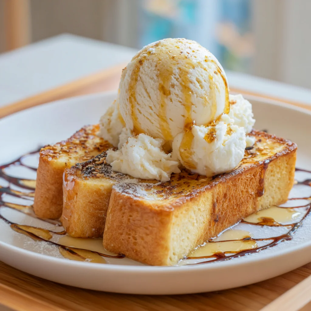 Honey Toast With Vanilla Ice Cream