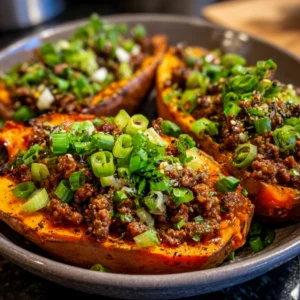 Hot Honey Ground Beef Bowls And Sweet Potato Boats Recipe