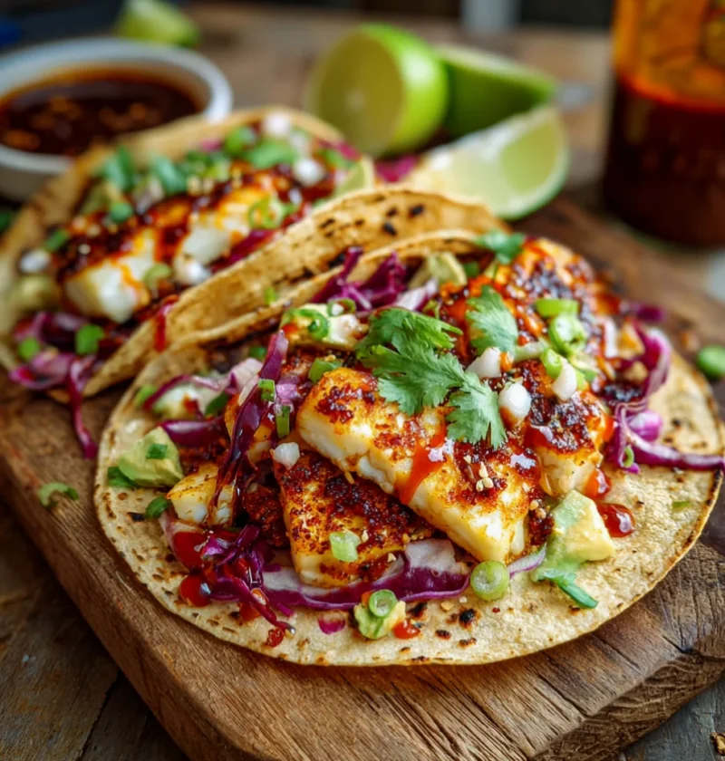Hot Honey Halloumi Tacos