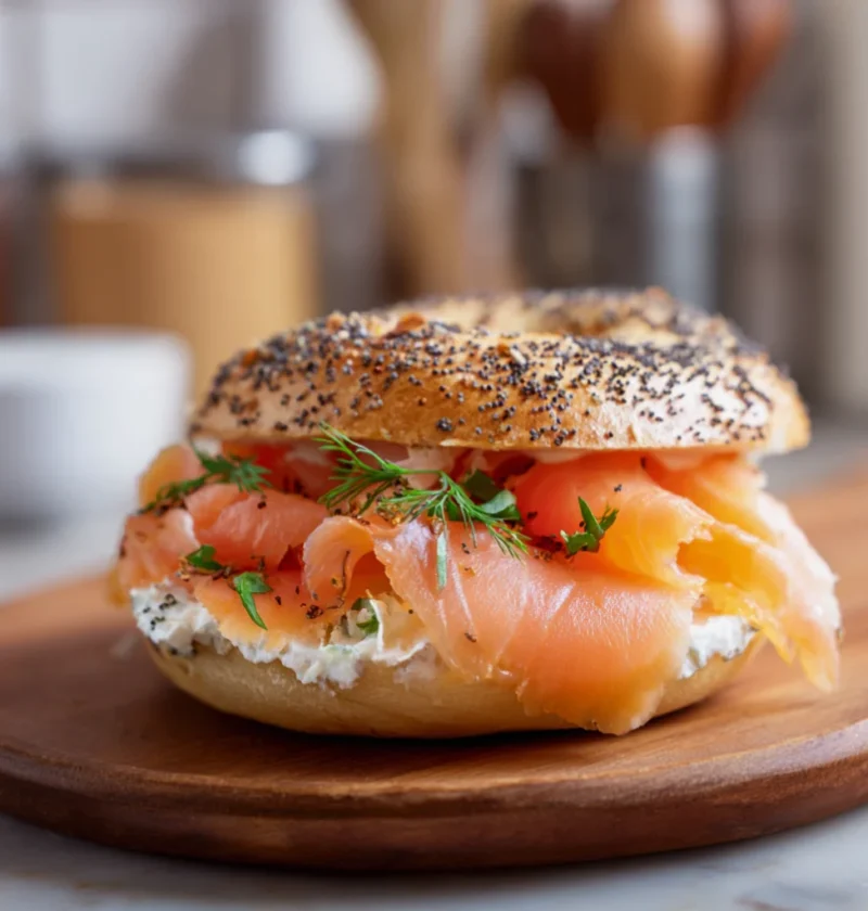 how to layer a smoked salmon bagel