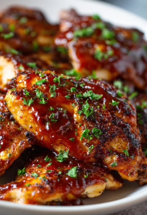 Juicy chicken glazed in rich honey BBQ sauce