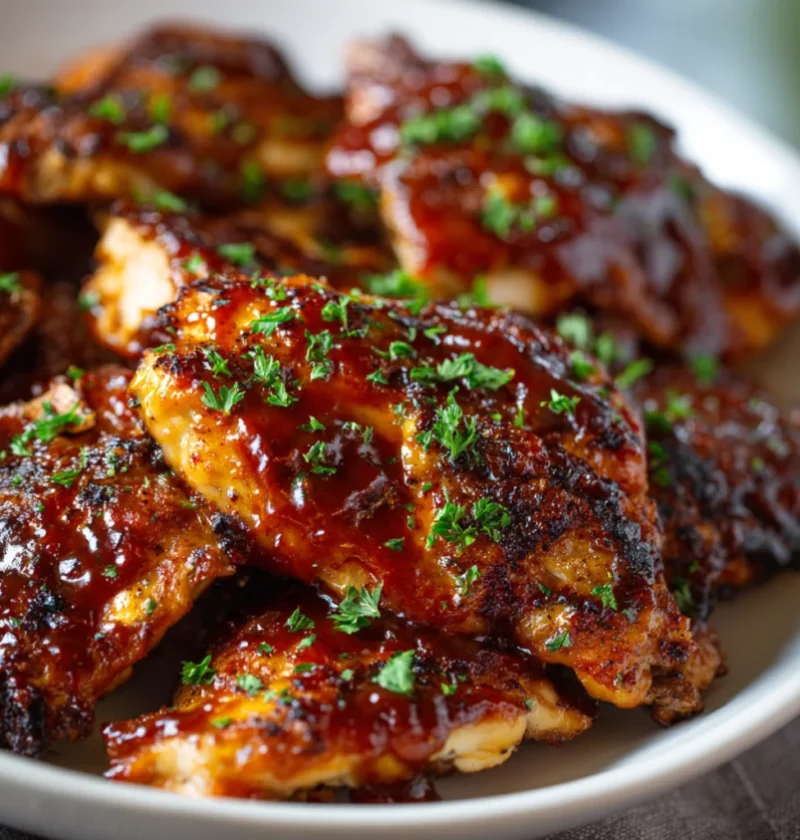 Juicy chicken glazed in rich honey BBQ sauce