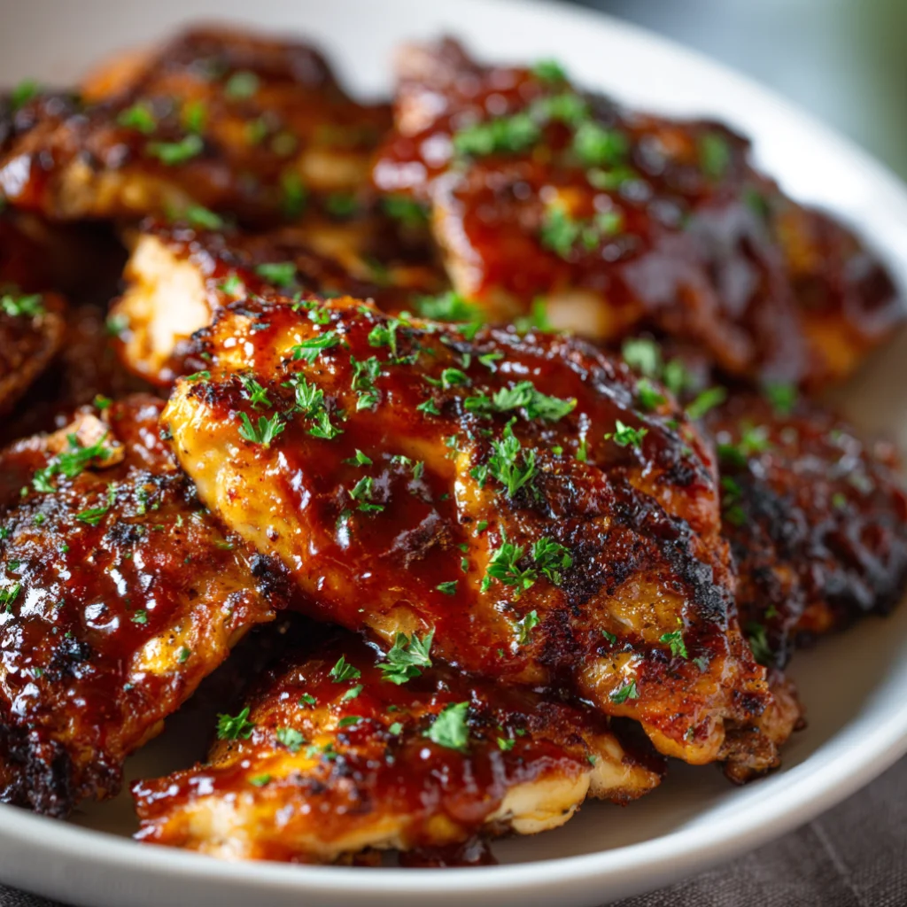 Juicy chicken glazed in rich honey BBQ sauce