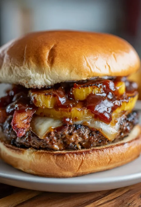 Juicy Pineapple Bacon BBQ Burgers