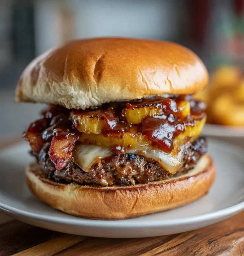 Juicy Pineapple Bacon BBQ Burgers