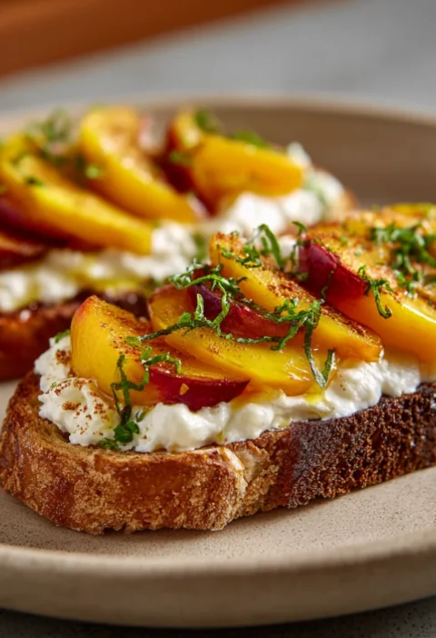 Peach and Whipped Ricotta Toast