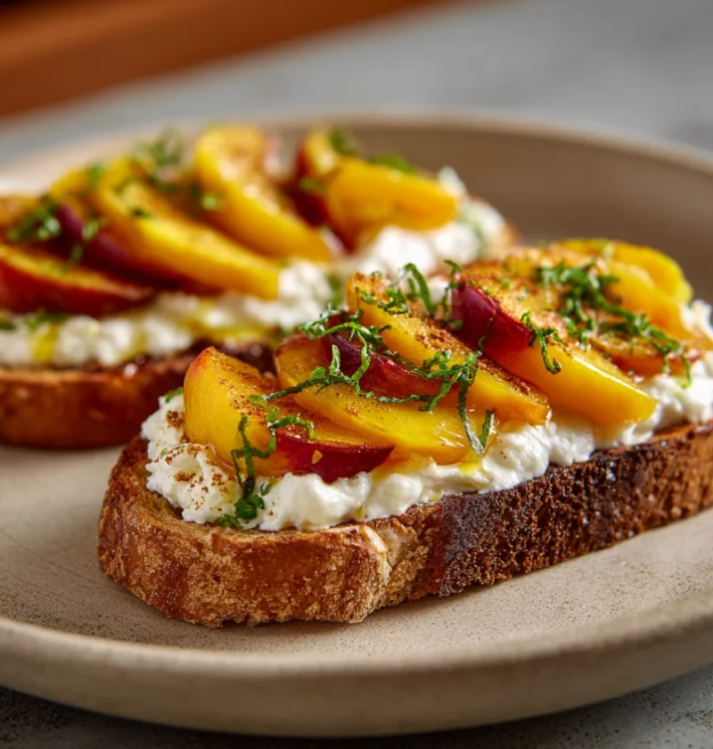 Peach and Whipped Ricotta Toast