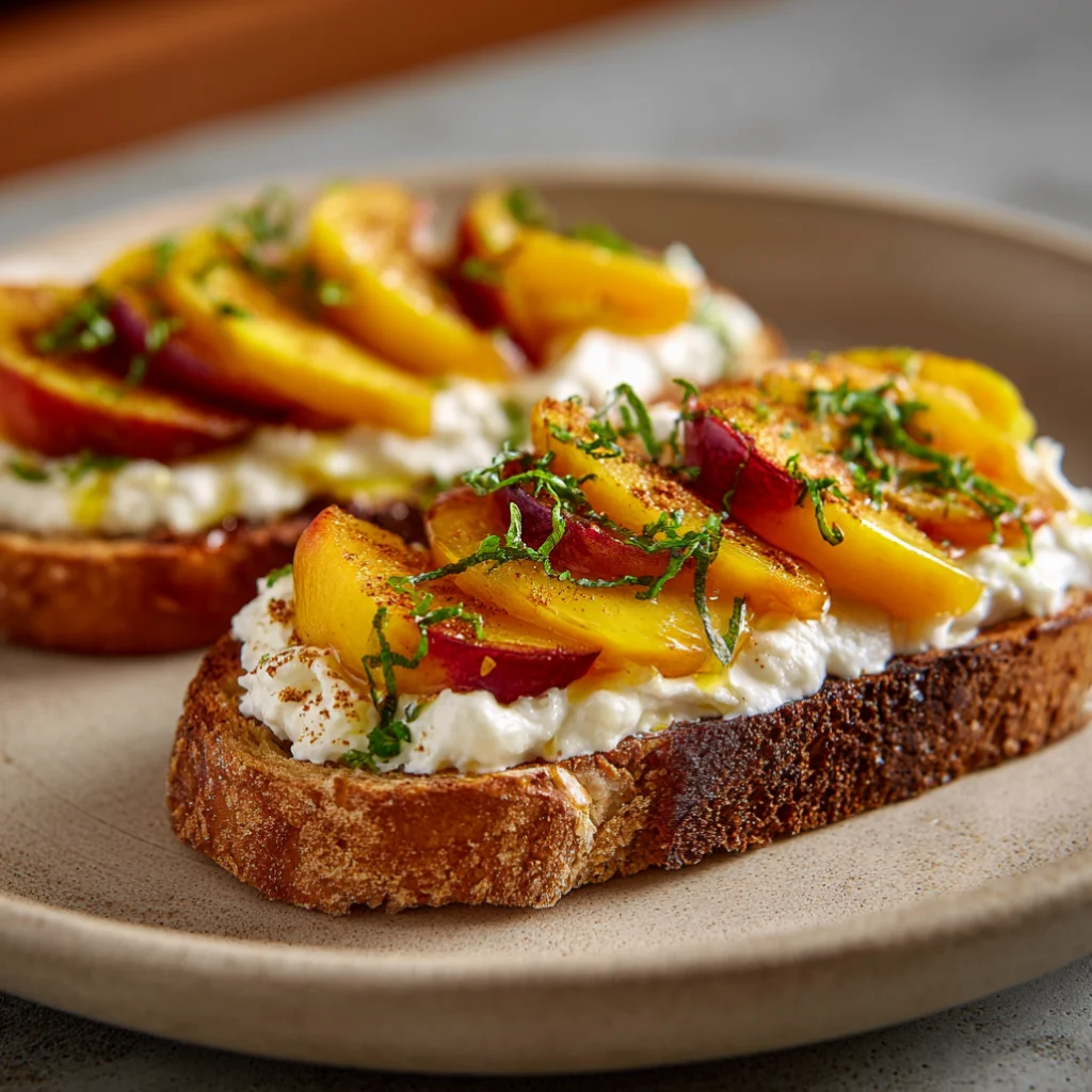 Peach and Whipped Ricotta Toast