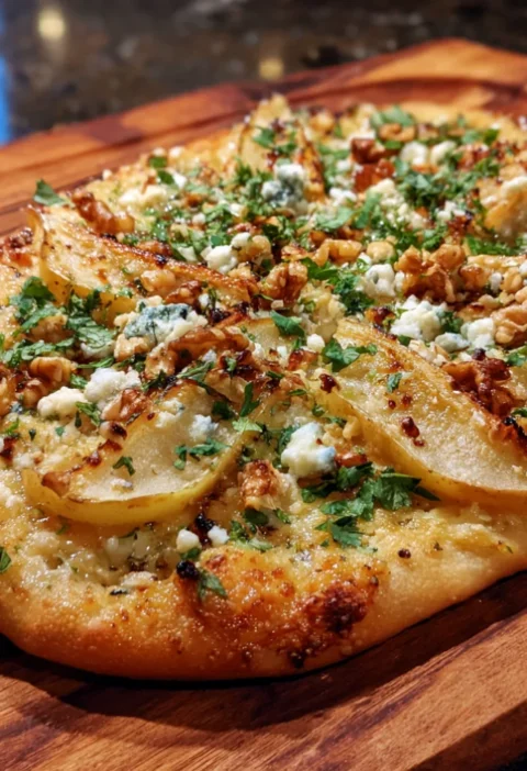 Pear and Gorgonzola Flatbread with Walnut
