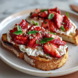 Roasted Strawberry Whipped Ricotta Toast