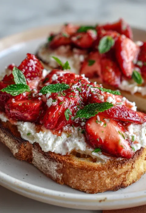 Roasted Strawberry Whipped Ricotta Toast