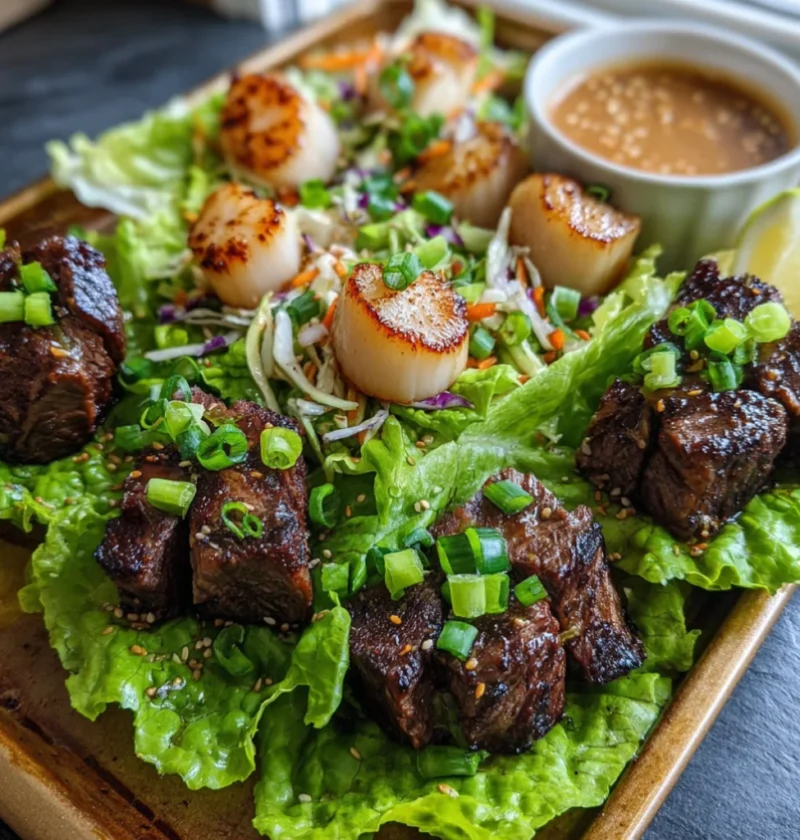 Sheet Pan Hibachi Steak And Scallop Lettuce Wraps