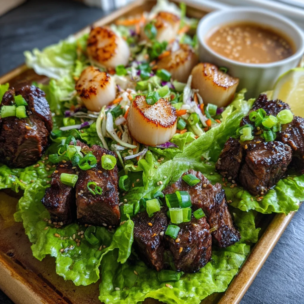 Sheet Pan Hibachi Steak And Scallop Lettuce Wraps