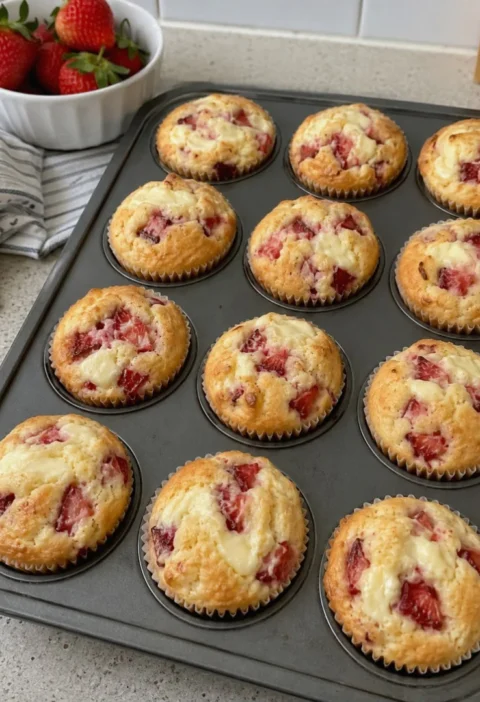 Soft Strawberry Cream Cheese Muffins