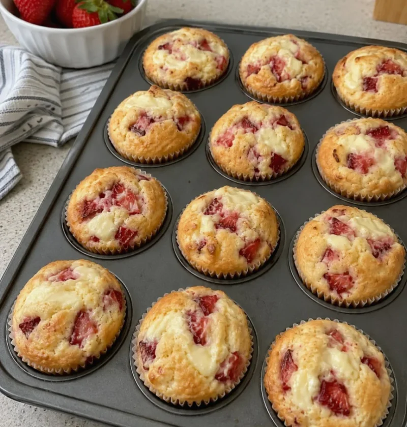 Soft Strawberry Cream Cheese Muffins