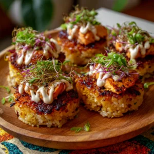 Spicy Salmon Crispy Rice Bites