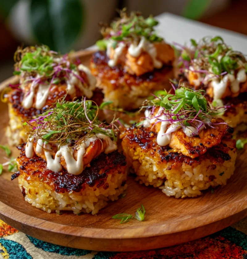 Spicy Salmon Crispy Rice Bites