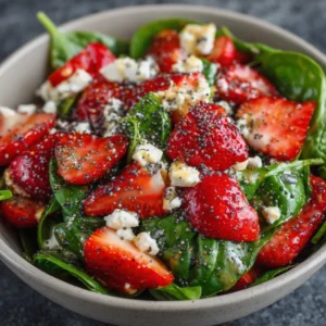 Strawberry Spinach Salad with Feta and Poppy Seed Dressing