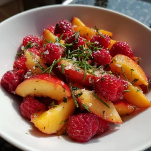 Summer Peach & Raspberries Salad Perfect For Hot Days