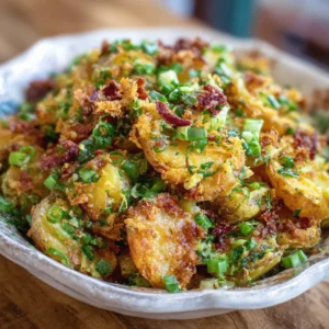 Viral Green Crispy Smashed Potato Salad