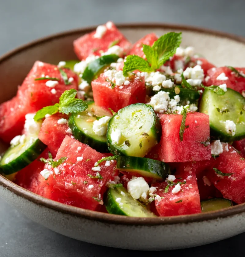 Watermelon Feta Cucumber Salad