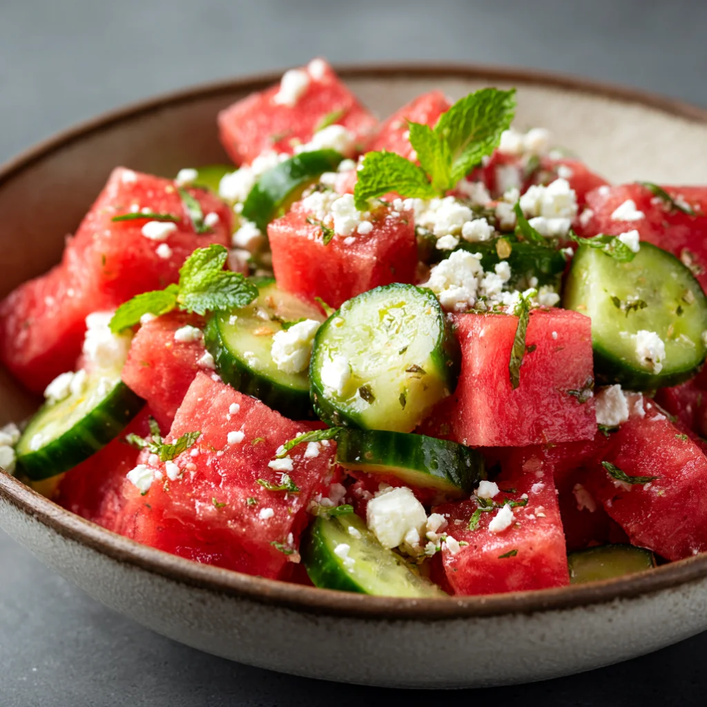 Watermelon Feta Cucumber Salad