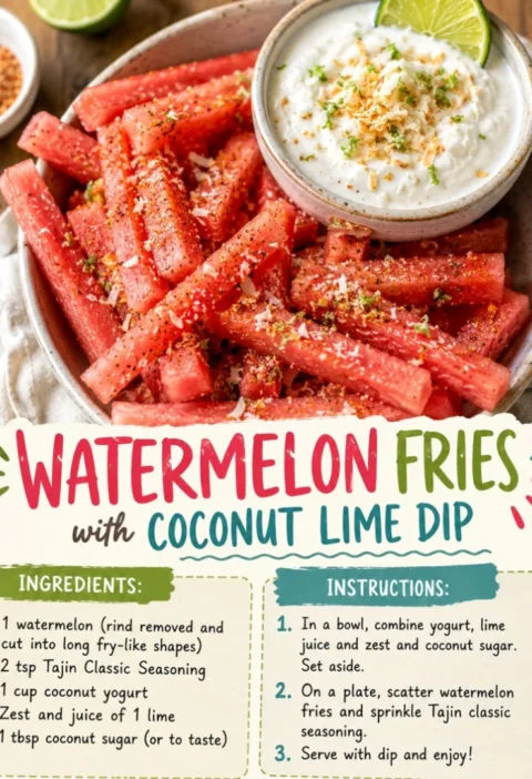 Watermelon Fries with Coconut Lime Dip