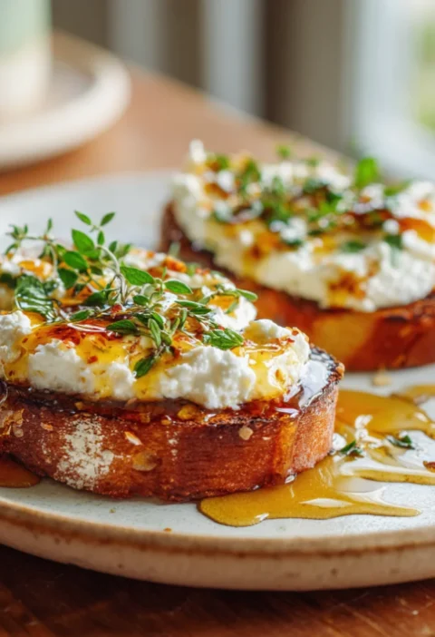 Whipped Ricotta Toast with Hot Honey