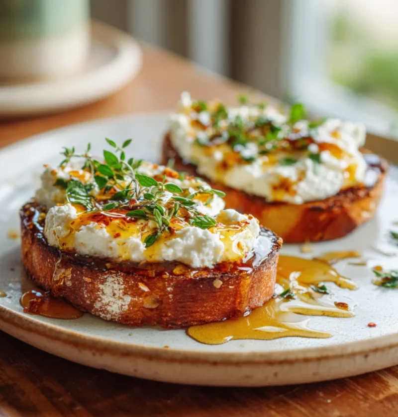 Whipped Ricotta Toast with Hot Honey