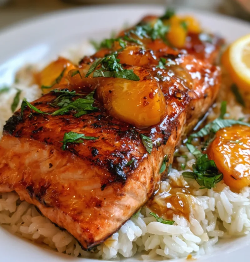 Bourbon Peach Salmon Recipe With Rice