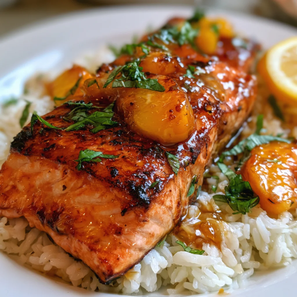Bourbon Peach Salmon Recipe With Rice