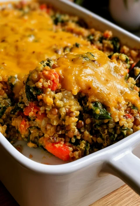 Cheesy Spinach Casserole with Quinoa