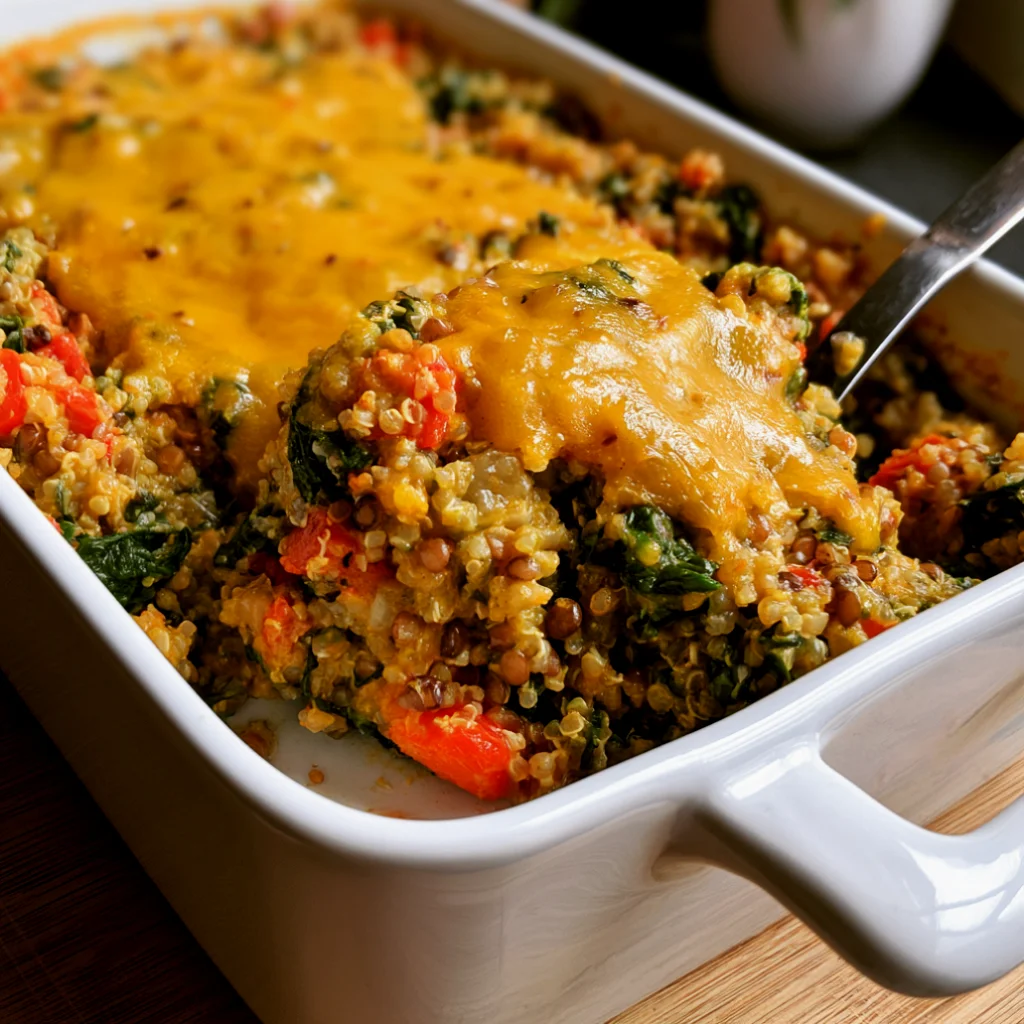 Cheesy Spinach Casserole with Quinoa