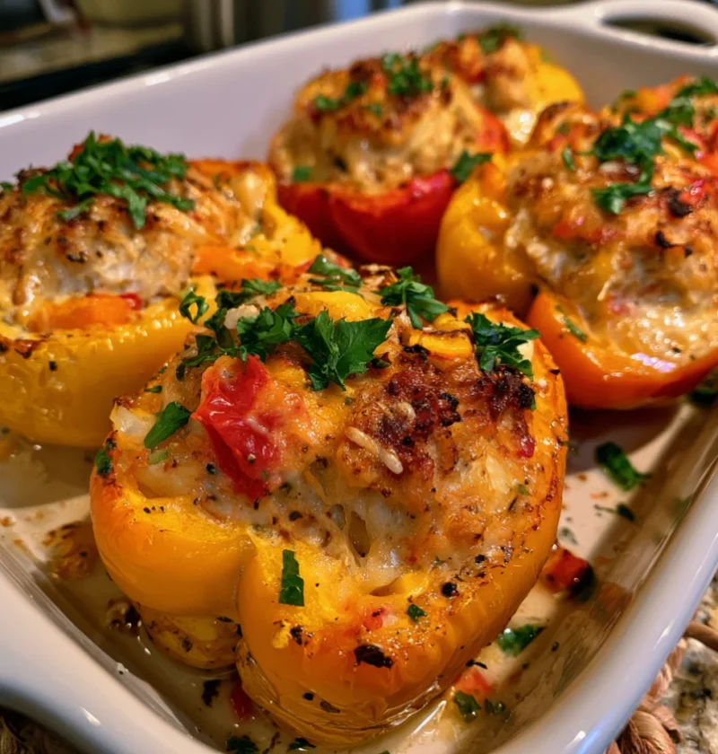 Crab Cake Stuffed Bell Peppers