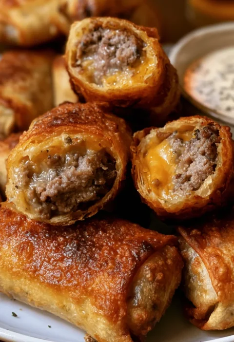 Crispy Cheeseburger Eggrolls