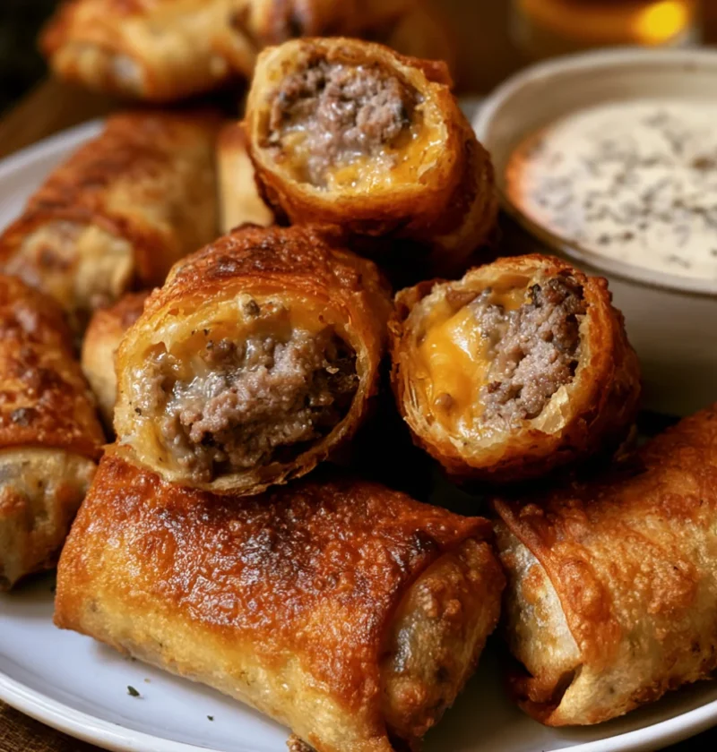 Crispy Cheeseburger Eggrolls