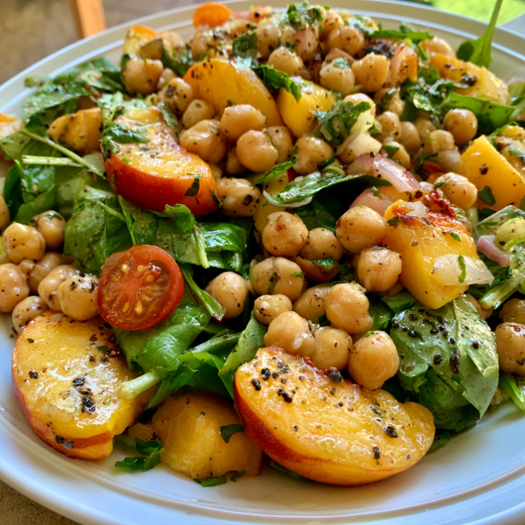 Fresh, Easy Chickpea and Peach Salad