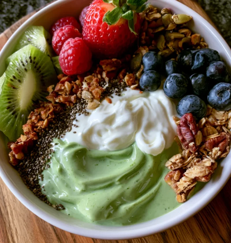 Greek yogurt with green matcha