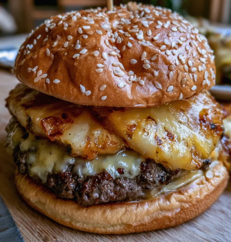 Juicy Pineapple Cheese Burger