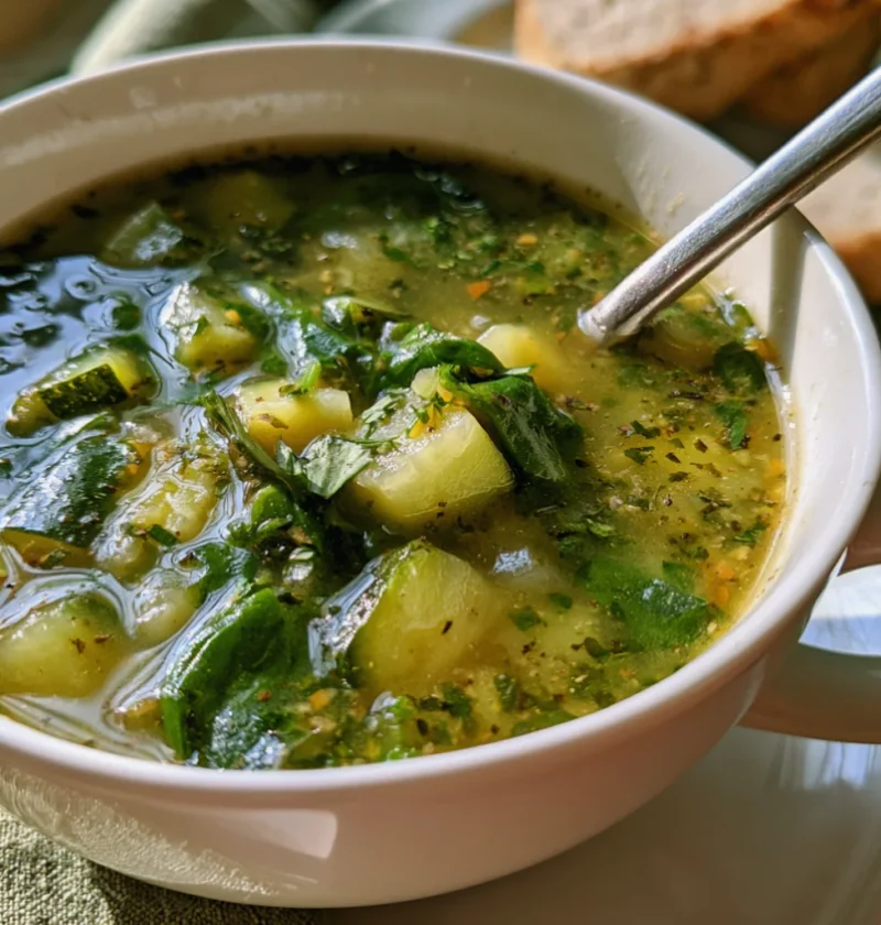 quick and easy soup with spinach and zucchini