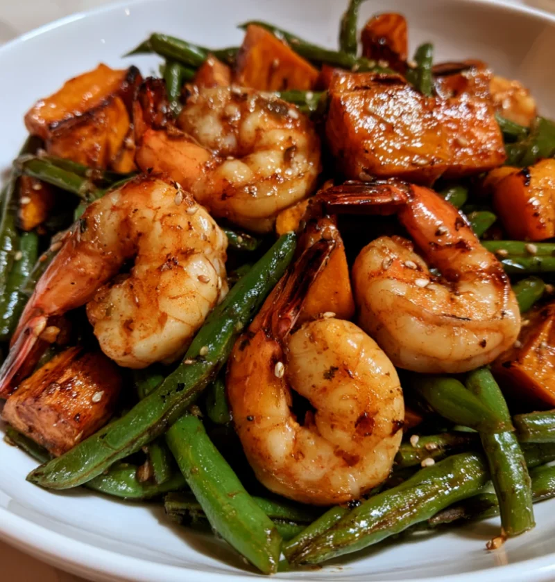 Shrimp With Japanese Sweet Potato And Green Beans