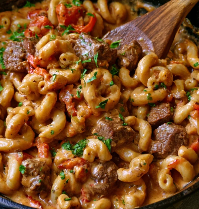 Yummy Cheesy Stir Fried Beef Macaroni
