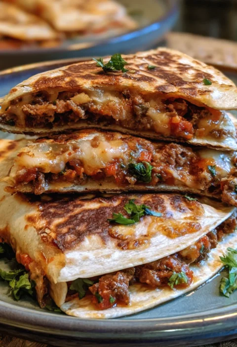 cheesy beef quesadilla