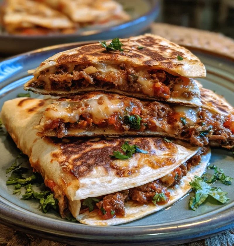 cheesy beef quesadilla