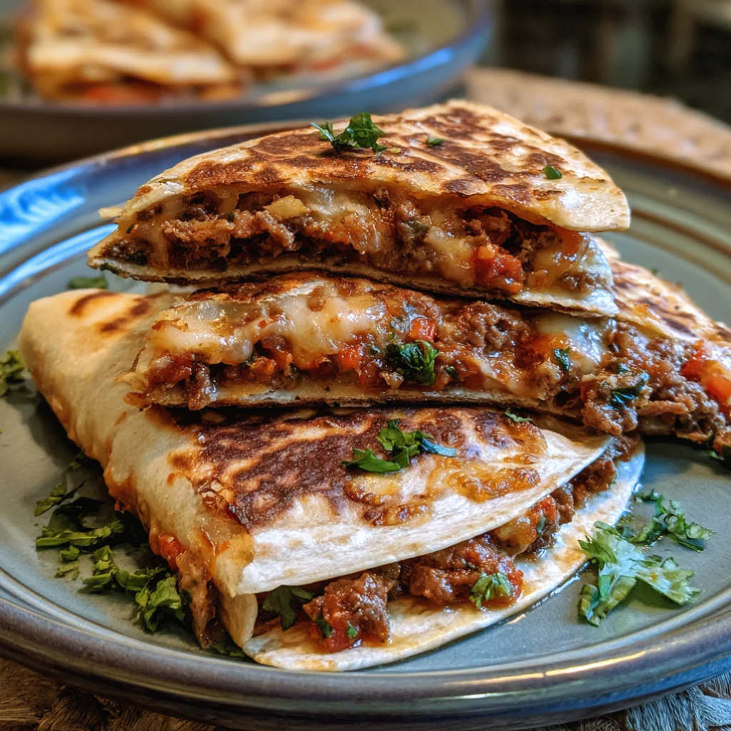 15-Minute Cheesy Beef Quesadilla